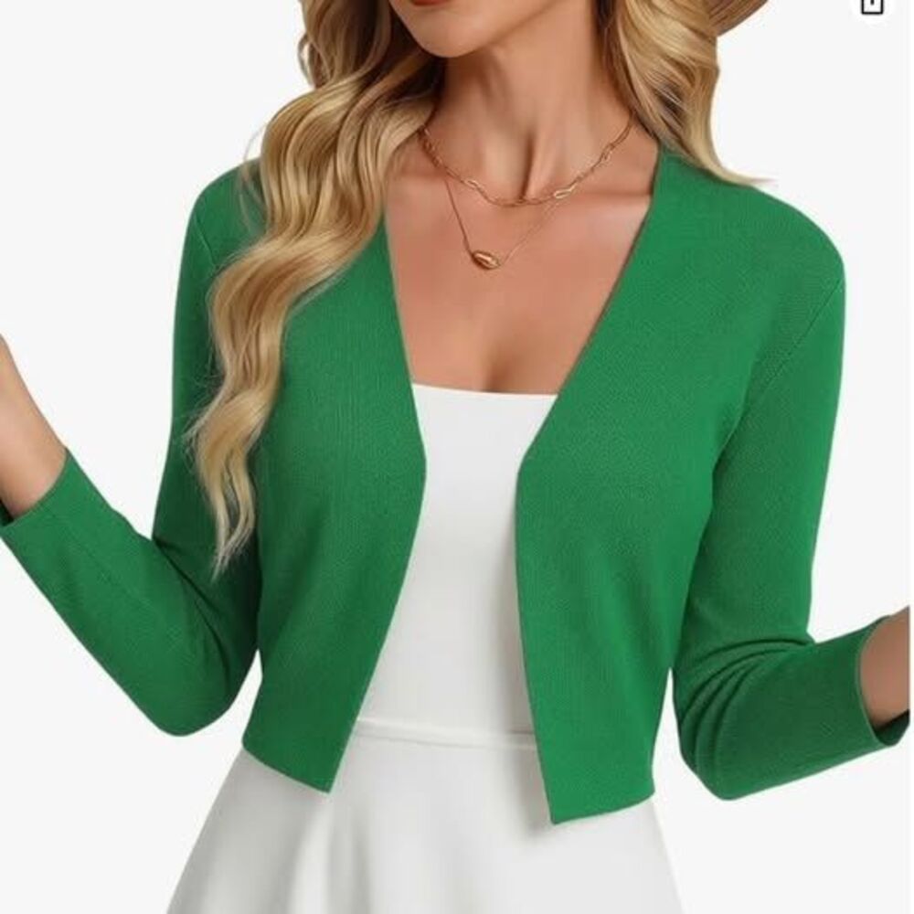 GRACE KARIN Women's 3/4 Sleeve Cropped Cardigan